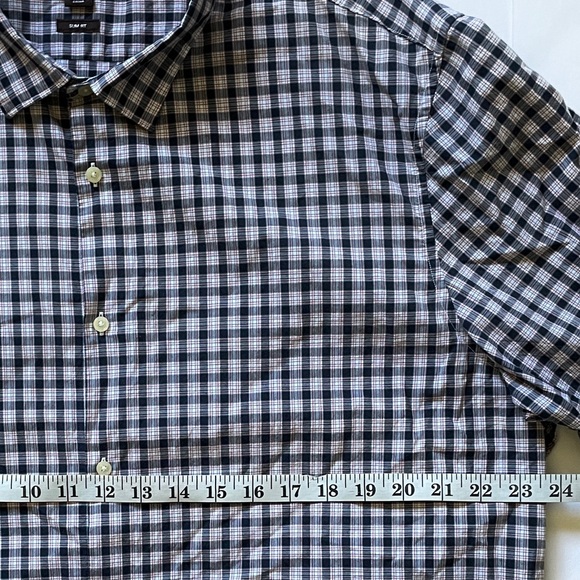 MICHAEL KORS Mens 2XL Shirt Plaid Check Blue Long Sleeve Button Up SLIM FIT XXL - Picture 6 of 8